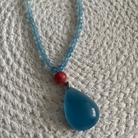 Genuine Aquamarine Ocean Blue Pendant Necklace